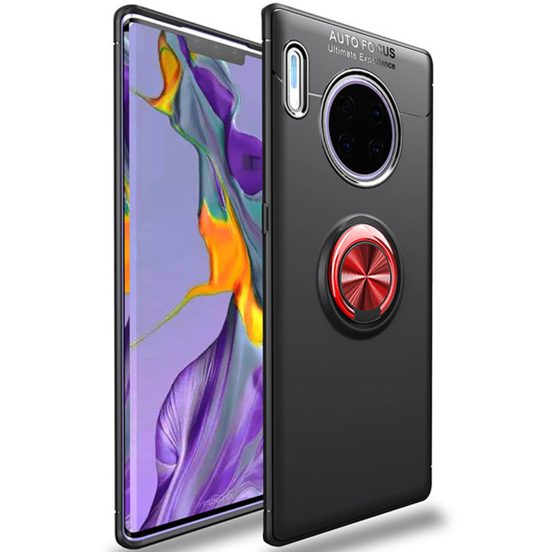 

TPU чехол Deen ColorRing под магнитный держатель для Huawei Mate 30 Pro Черный / Красный (117892)