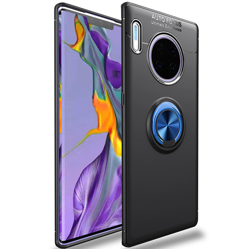 

TPU чехол Deen ColorRing под магнитный держатель для Huawei Mate 30 Черный / Синий (117888)