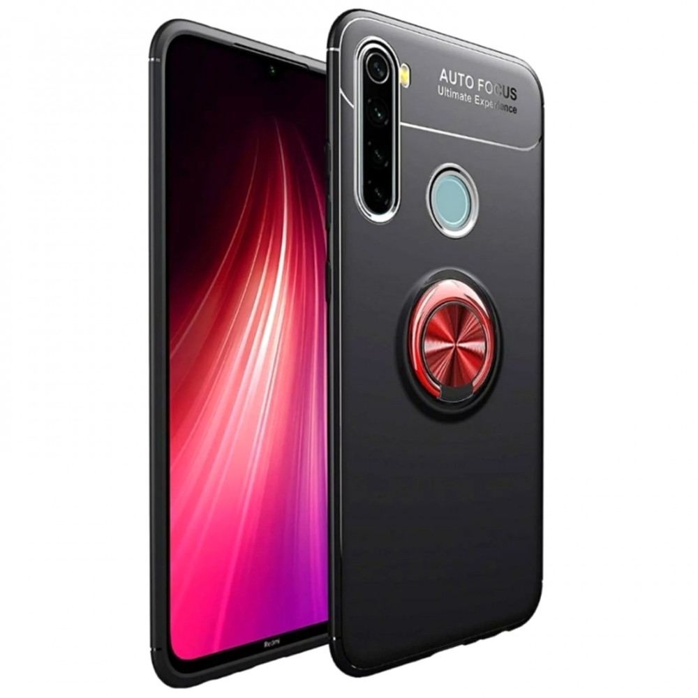 

TPU чехол Deen ColorRing под магнитный держатель для Xiaomi Redmi Note 8 Черный / Красный (111821)