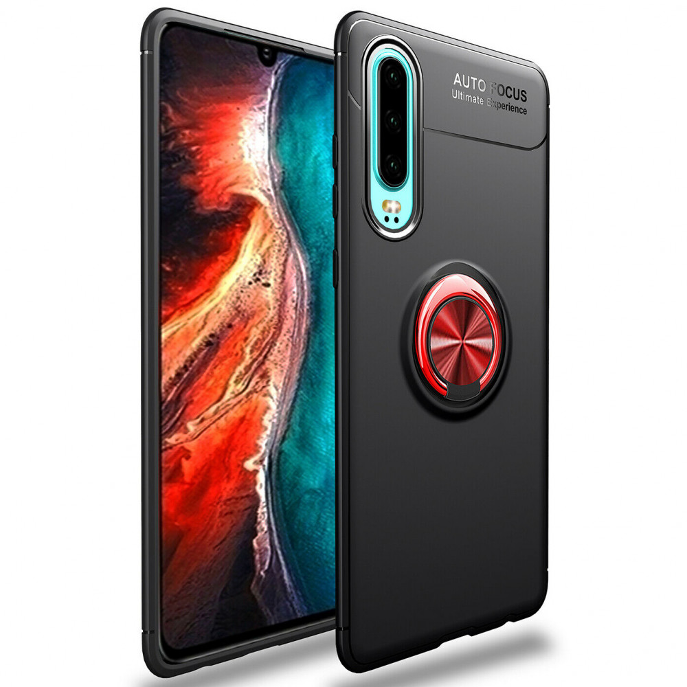 

TPU чехол Deen ColorRing под магнитный держатель для Huawei P30 Черный / Красный (100427)