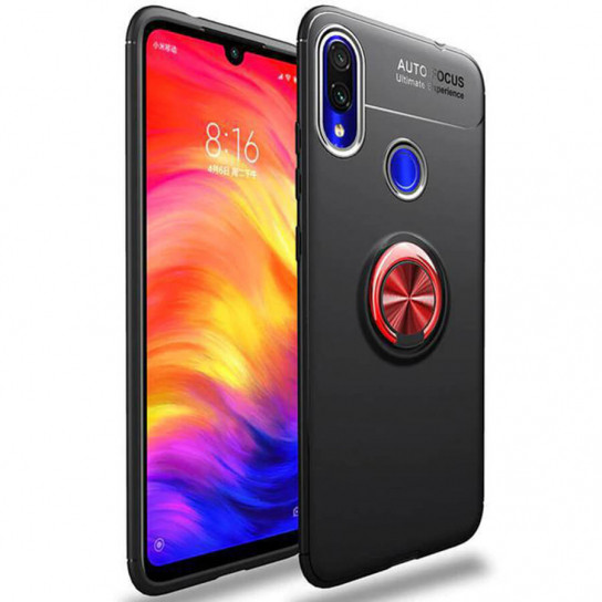 

TPU чехол Deen ColorRing под магнитный держатель для Xiaomi Redmi 7 Черный / Красный (102050)