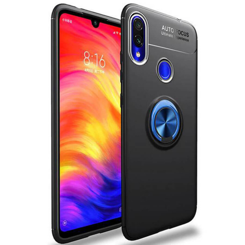 

TPU чехол Deen ColorRing под магнитный держатель для Xiaomi Redmi Note 7s Черный / Синий (100458)