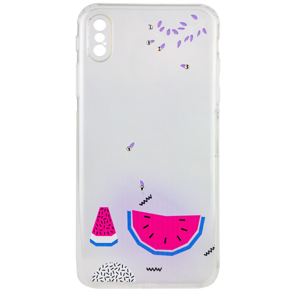 

TPU чехол Luxury Diamond full protective для Apple iPhone X / XS (5.8") Голубой / Арбуз (106070)