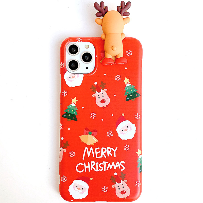 

TPU чехол Merry Christmas с игрушкой для Apple iPhone 11 Pro (5.8") Олень / Бирюзовый (119087)