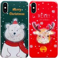 

TPU чехол Merry Christmas с жидкостью для Apple iPhone X (5.8")