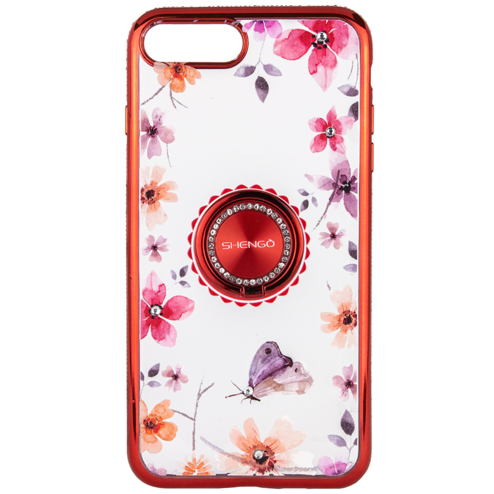 

TPU чехол Shengo со стразами и кольцом-держателем для Apple iPhone 8 plus (5.5'') Красный (104500)