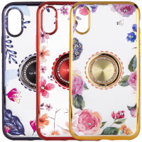 

TPU чехол Shengo со стразами и кольцом-держателем для Apple iPhone X / XS (5.8")