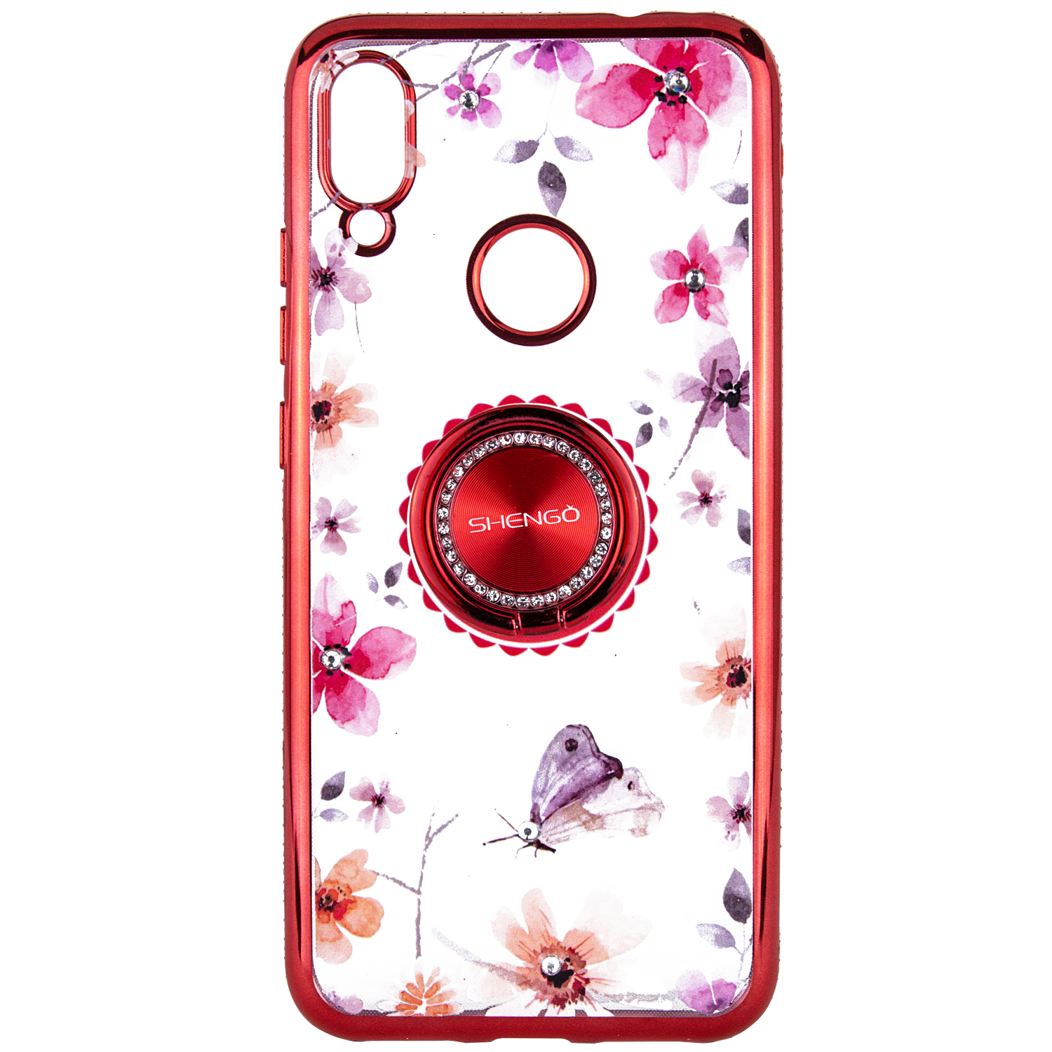 

TPU чехол Shengo со стразами и кольцом-держателем для Xiaomi Redmi Note 7 Pro Красный (104548)