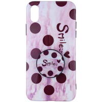 

TPU чехол Smile + круглая подставка для Apple iPhone X / XS (5.8")