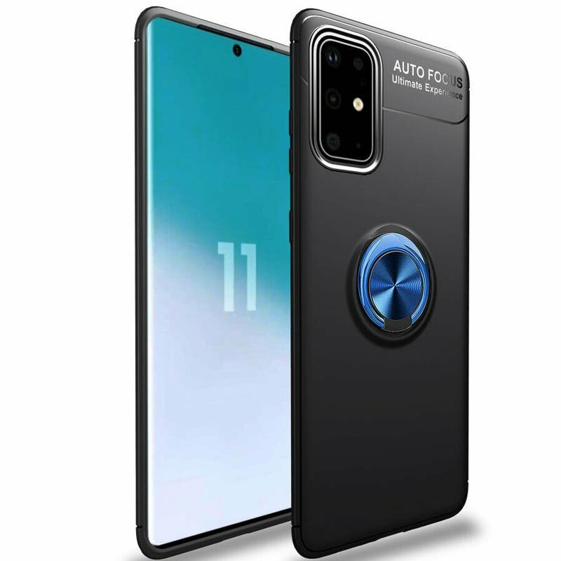 

TPU чехол Deen ColorRing под магнитный держатель для Samsung Galaxy S20 Черный / Синий (123309)