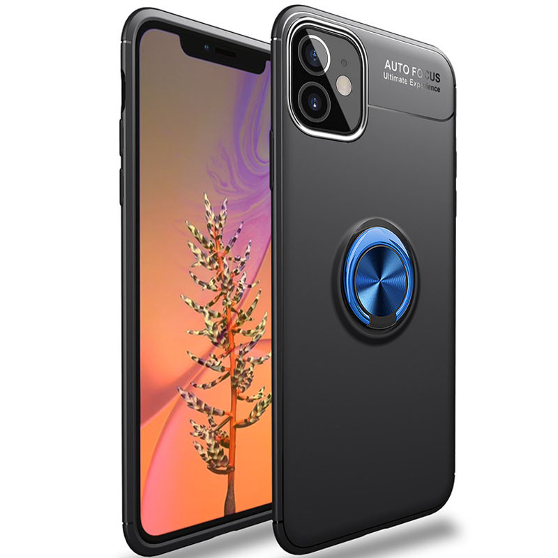 

TPU чохол Deen ColorRing під магнітний тримач (opp) для Apple iPhone 12 mini (Чорний / синій)