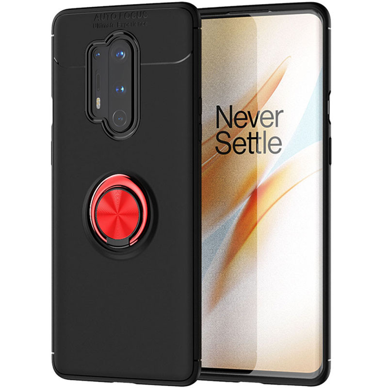 

TPU чехол Deen ColorRing под магнитный держатель (opp) для OnePlus 8 Pro Черный / Красный (143598)