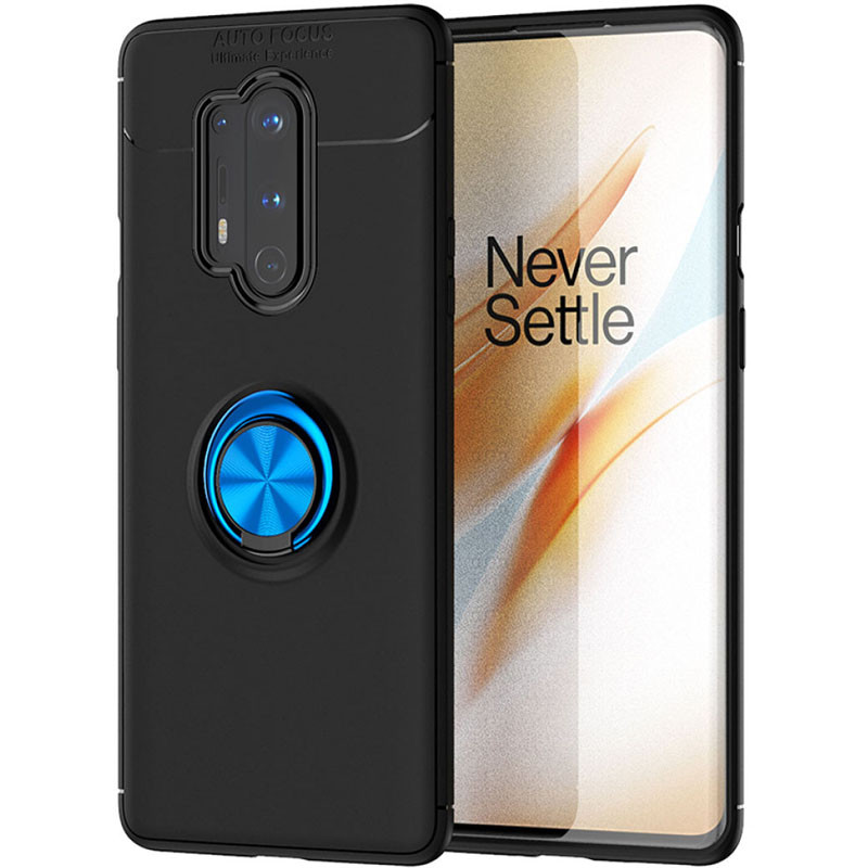 

TPU чехол Deen ColorRing под магнитный держатель (opp) для OnePlus 8 Pro Черный / Синий (143599)