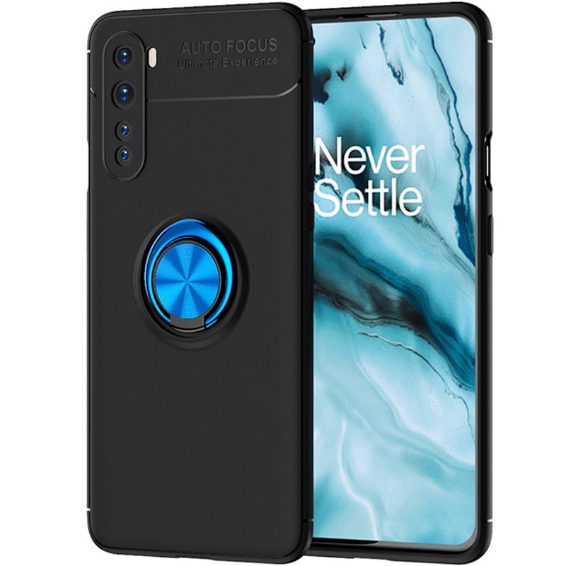 

TPU чохол Deen ColorRing під магнітний тримач (opp) для OnePlus Nord (Чорний / синій)