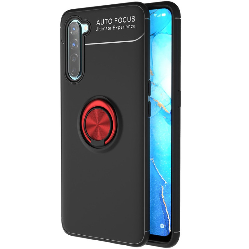 

TPU чехол Deen ColorRing под магнитный держатель (opp) для Realme 6 Pro Черный / Красный (129819)