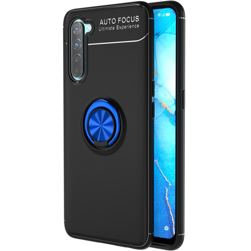

TPU чехол Deen ColorRing под магнитный держатель (opp) для Realme 6 Pro Черный / Синий (129820)