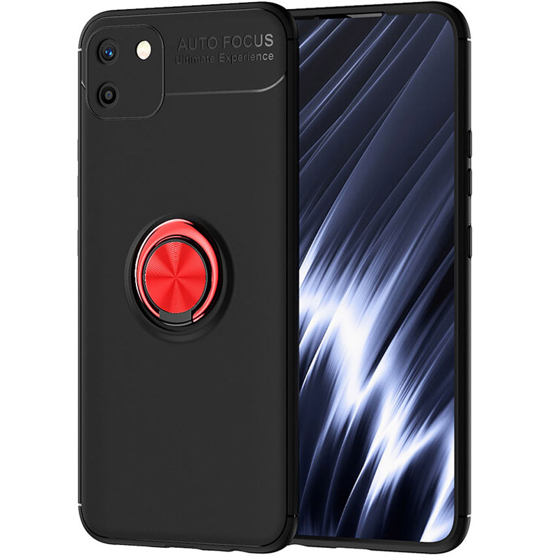 

TPU чохол Deen ColorRing під магнітний тримач (opp) для Realme C11 (Чорний / червоний)