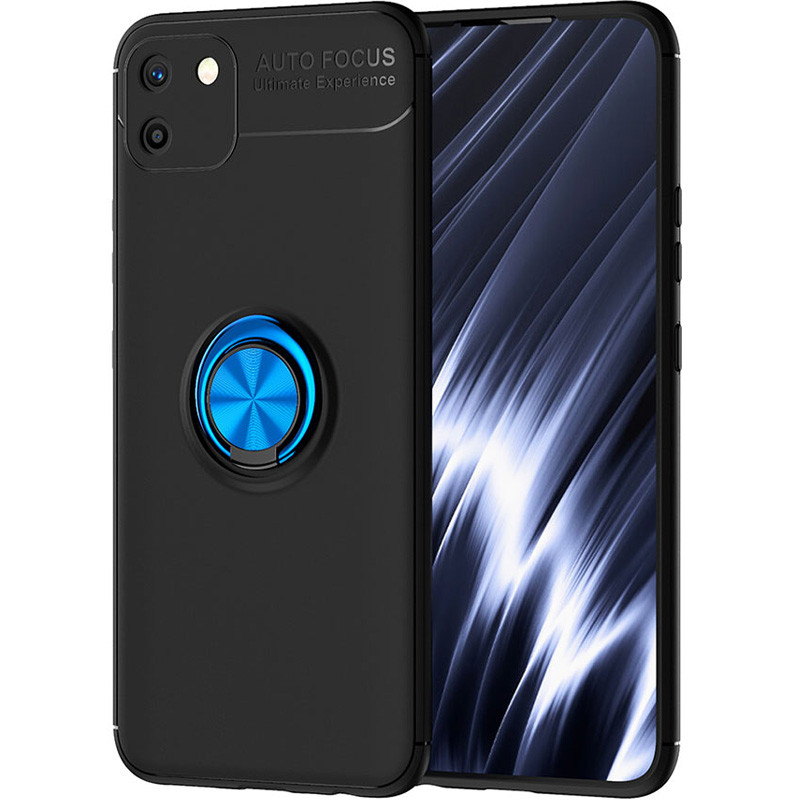 

TPU чохол Deen ColorRing під магнітний тримач (opp) для Realme C11 (Чорний / синій)