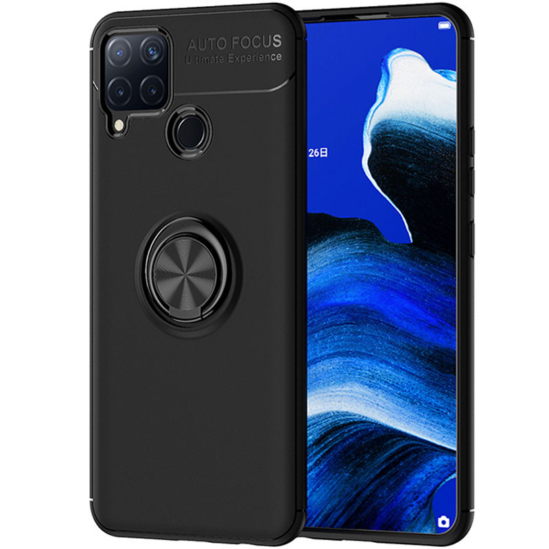 

TPU чехол Deen ColorRing под магнитный держатель (opp) для Realme C15 / C12 Черный / Черный (144641)