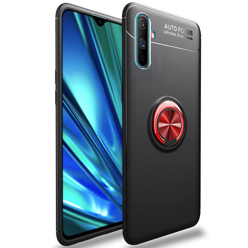 

TPU чехол Deen ColorRing под магнитный держатель (opp) для Realme C3 (dual camera) Черный / Красный (143565)