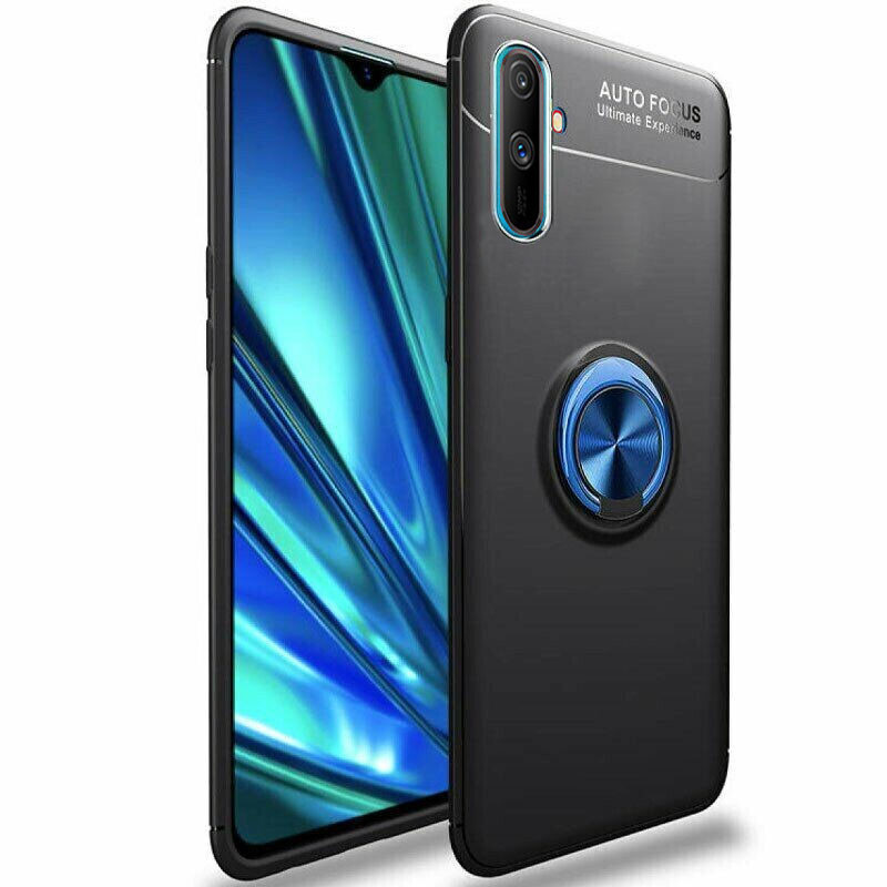 

TPU чехол Deen ColorRing под магнитный держатель (opp) для Realme C3 (dual camera) Черный / Синий (143566)