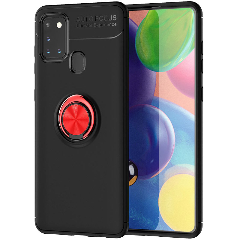 

TPU чохол Deen ColorRing під магнітний тримач (opp) для Samsung Galaxy A21s (Чорний / червоний)