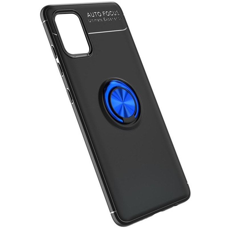 

TPU чехол Deen ColorRing под магнитный держатель (opp) для Samsung Galaxy A41 Черный / Синий (129832)