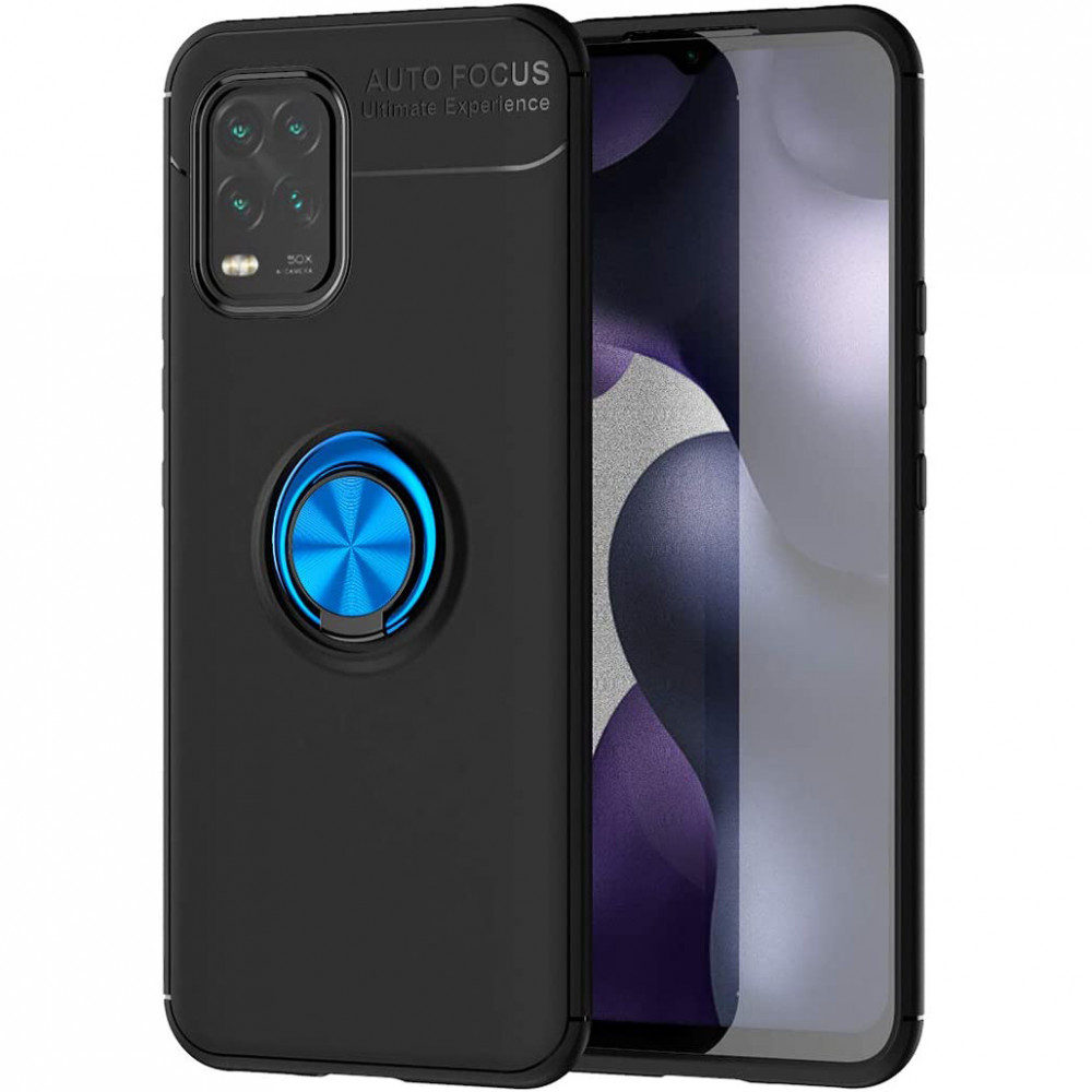 

TPU чехол Deen ColorRing под магнитный держатель (opp) для Xiaomi Mi 10 Lite Черный / Синий (135466)