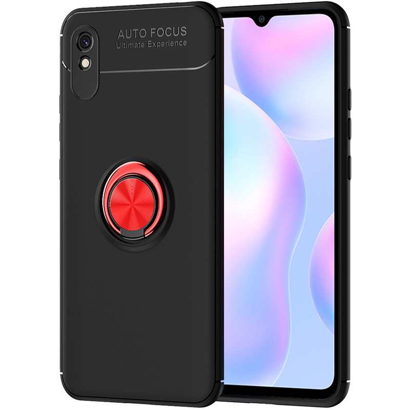 

TPU чехол Deen ColorRing под магнитный держатель (opp) для Xiaomi Redmi 9A Черный / Красный (142870)