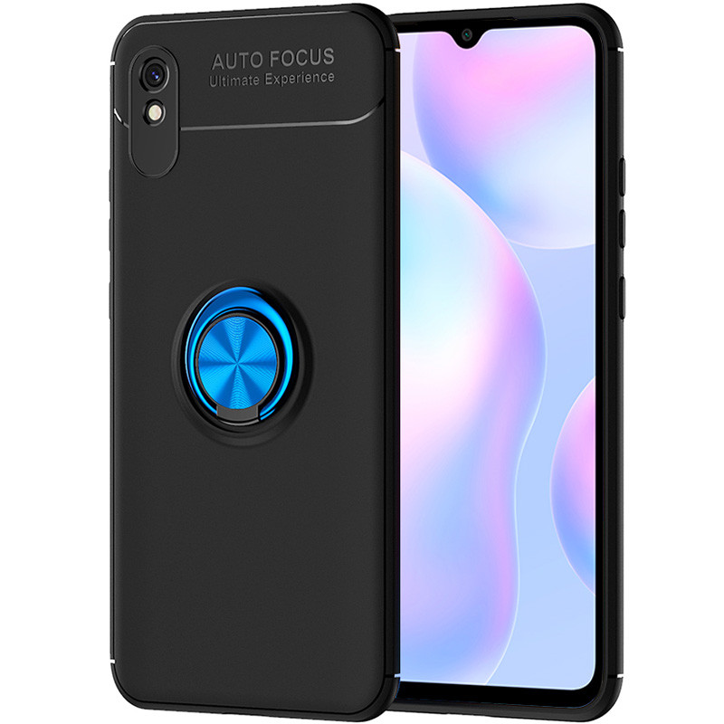 

TPU чохол Deen ColorRing під магнітний тримач (opp) для Xiaomi Redmi 9A (Чорний / синій)