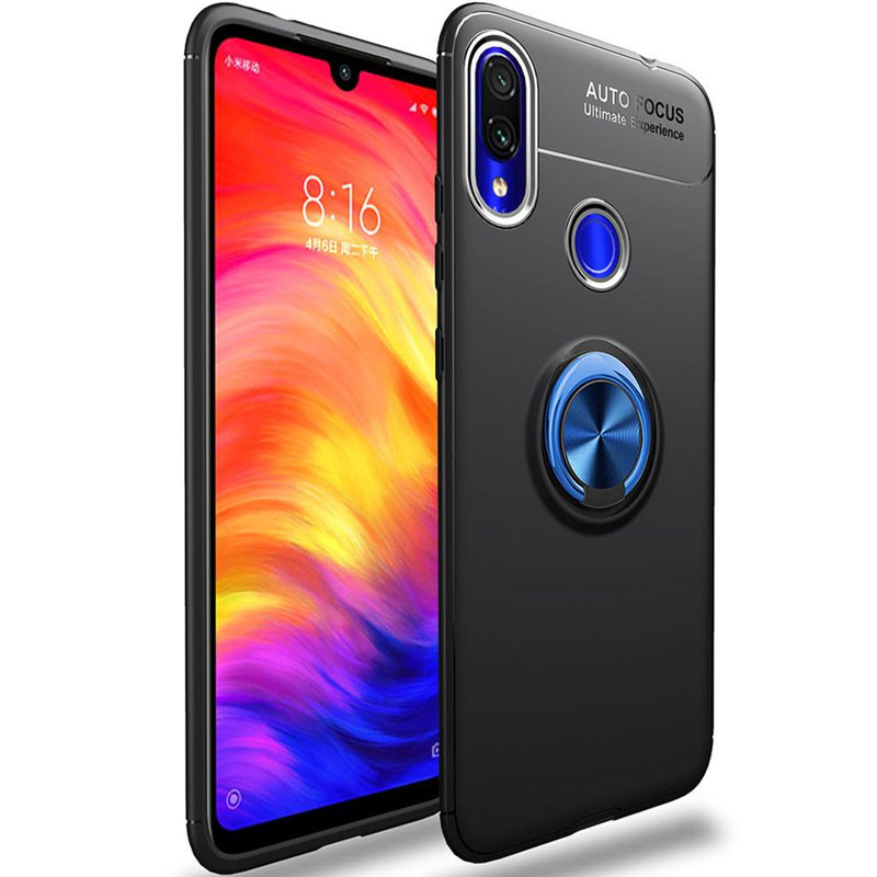 

TPU чехол Deen ColorRing под магнитный держатель (opp) для Xiaomi Redmi Note 7 / Note 7 Pro /Note 7s Черный / Синий (143642)