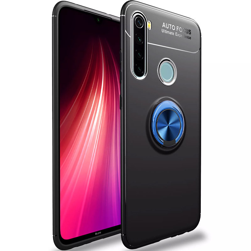 

TPU чохол Deen ColorRing під магнітний тримач (opp) для Xiaomi Redmi Note 8 (Чорний / синій)