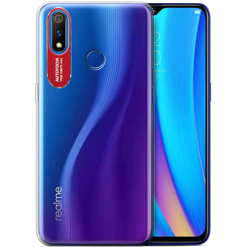

TPU чехол Epic clear flash для Realme 3 Бесцветный / Красный (121202)