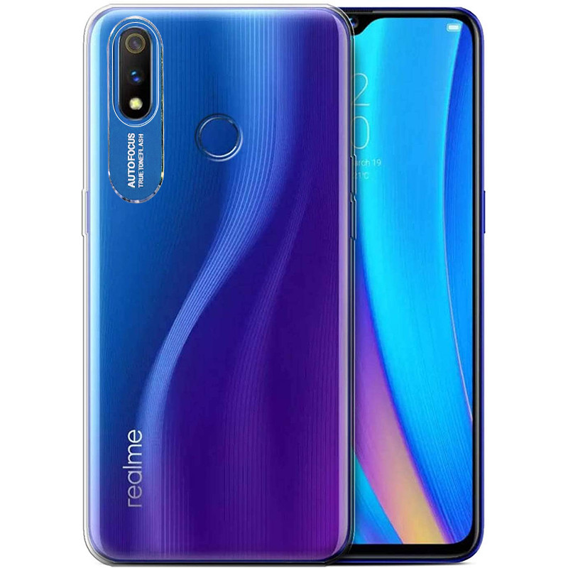 

TPU чехол Epic clear flash для Realme 3 Бесцветный / Синий (121204)