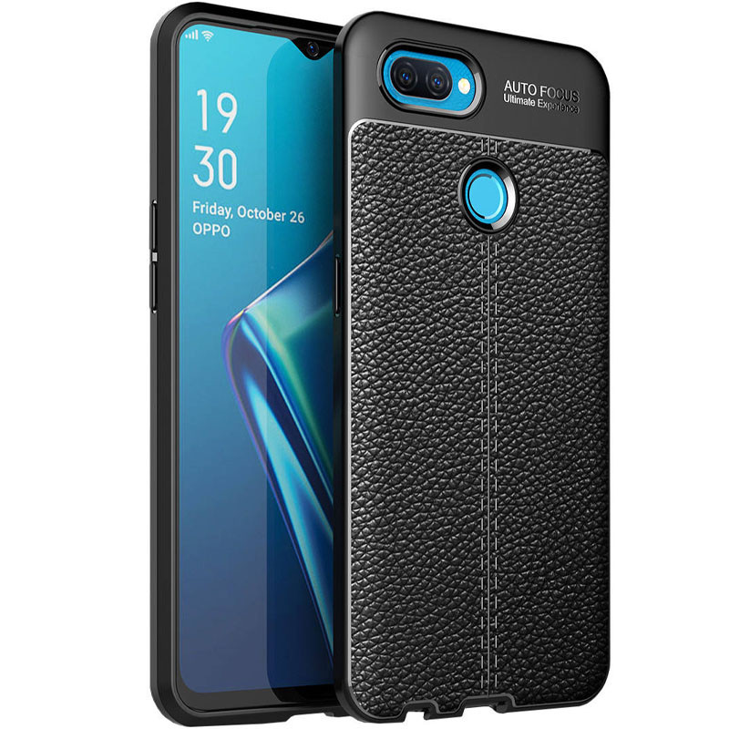 

TPU чехол фактурный (с имитацией кожи) для Oppo A12 Черный (142922)