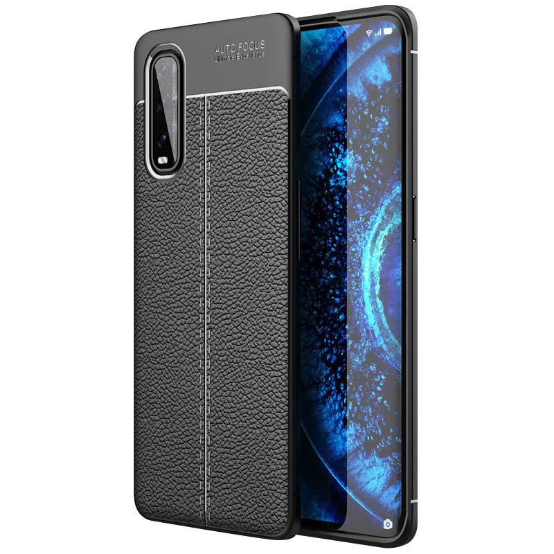 

TPU чехол фактурный (с имитацией кожи) для Oppo Find X2 Черный (134302)