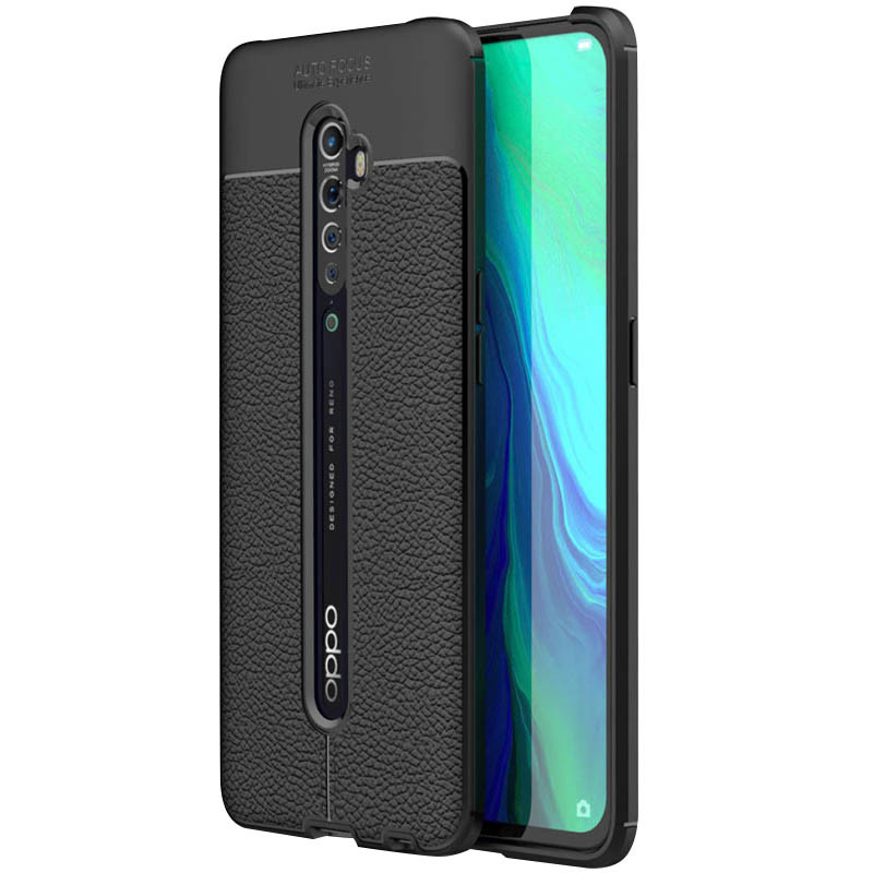 

TPU чехол фактурный (с имитацией кожи) для Oppo Reno 2 Черный (134305)