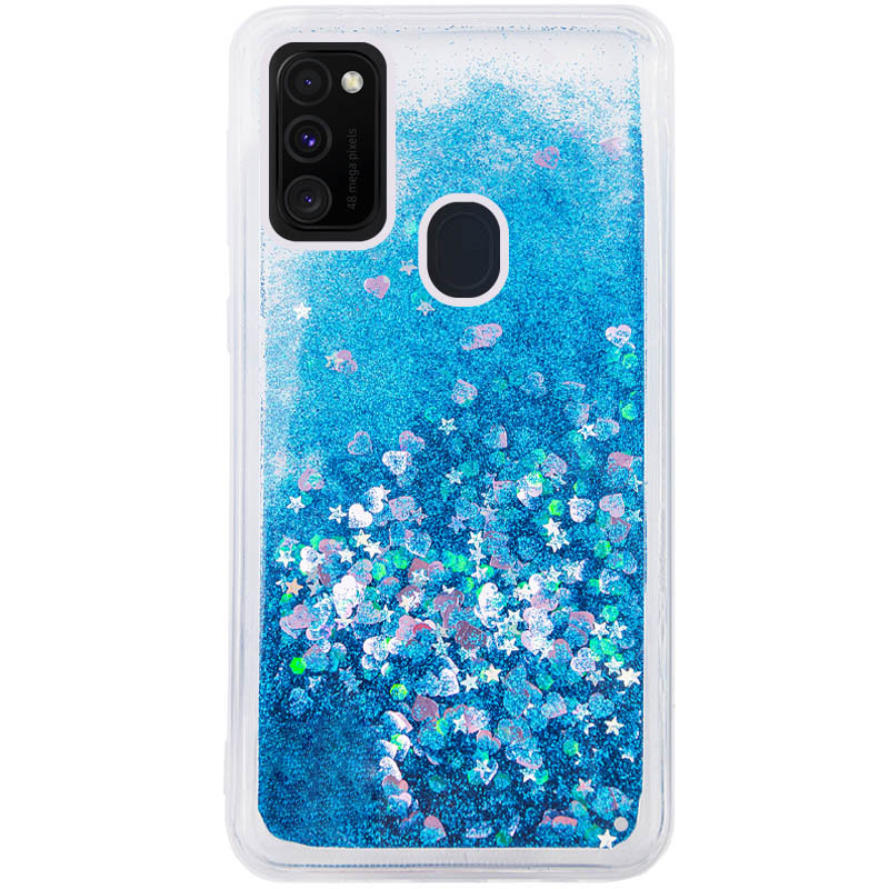 

TPU чохол Liquid hearts для Samsung Galaxy M21 (Блакитний)