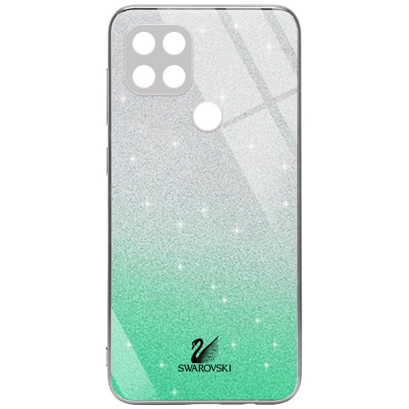 

TPU+Glass чохол Swarovski Full Camera для Oppo A15 (Бірюзовий)