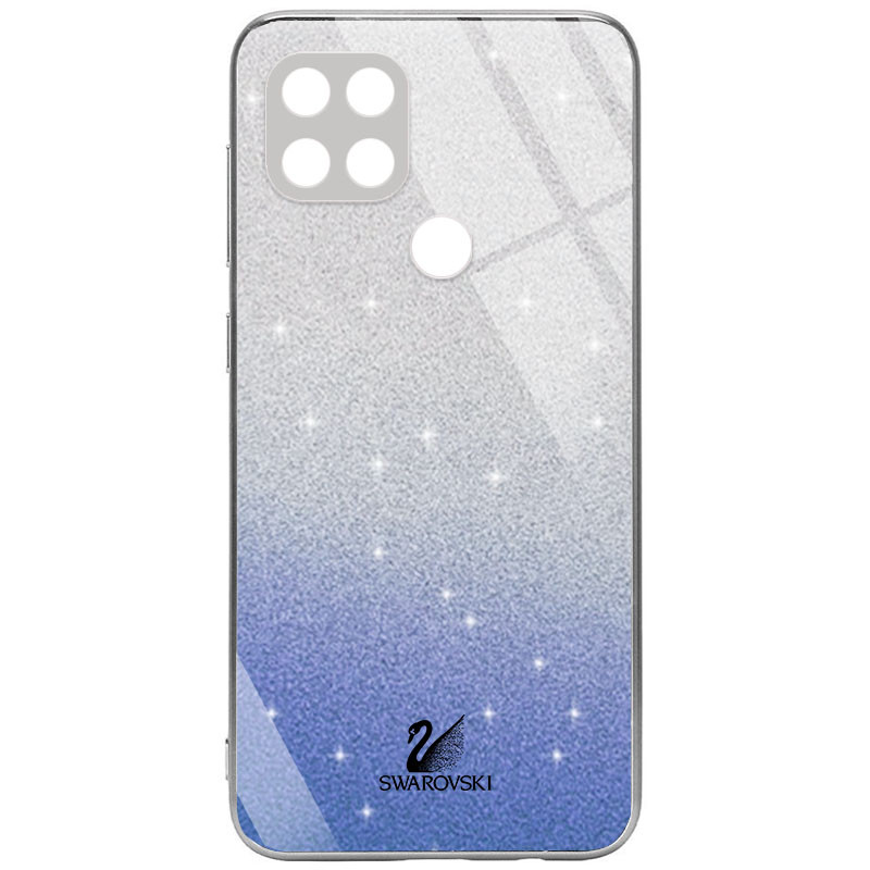 

TPU+Glass чехол Swarovski Full Camera для Oppo A15s / A15 Синий (181310)