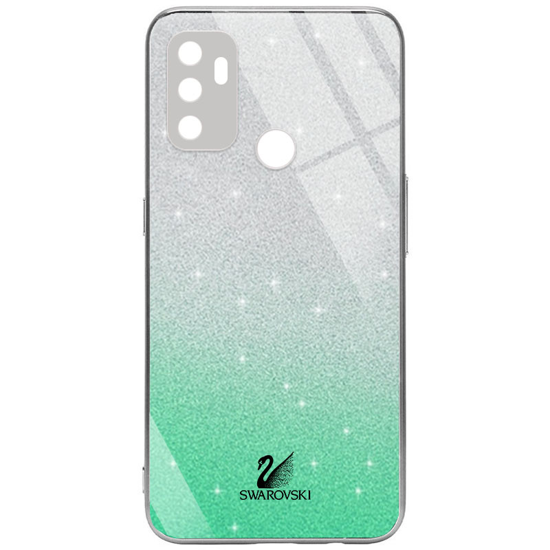

TPU+Glass чехол Swarovski Full Camera для Oppo A53 Бирюзовый (181323)