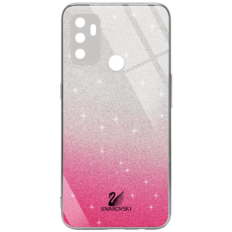 

TPU+Glass чехол Swarovski Full Camera для Oppo A53 Малиновый (181326)