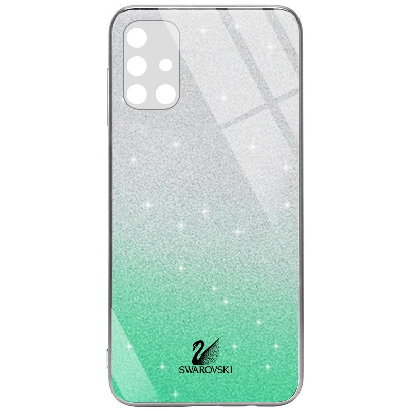 

TPU+Glass чехол Swarovski Full Camera для Samsung Galaxy M51 Бирюзовый (154729)