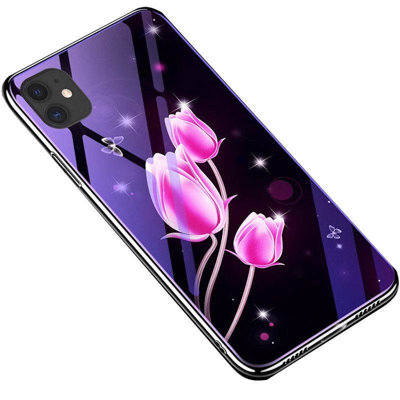 

TPU+Glass чохол Fantasy з глянсовими торцями для Apple iPhone 11 Pro (5.8") (Тюльпаны)
