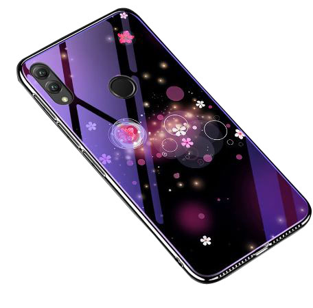 

TPU+Glass чехол Fantasy с глянцевыми торцами для Huawei Honor 10 Lite / P Smart (2019) Пузырьки и цветы (96207)