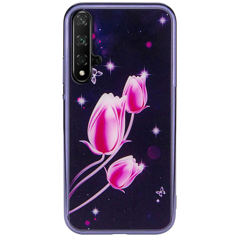 

TPU+Glass чехол Fantasy с глянцевыми торцами для Huawei Nova 5T Тюльпаны (116700)