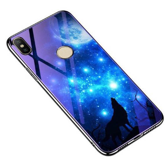 

TPU+Glass чехол Fantasy с глянцевыми торцами для Huawei P20 Lite Лунная ночь (82336)