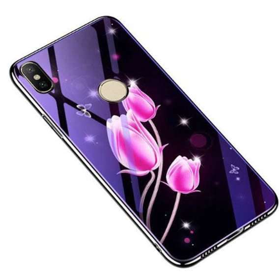 

TPU+Glass чехол Fantasy с глянцевыми торцами для Huawei P20 Lite Тюльпаны (82338)