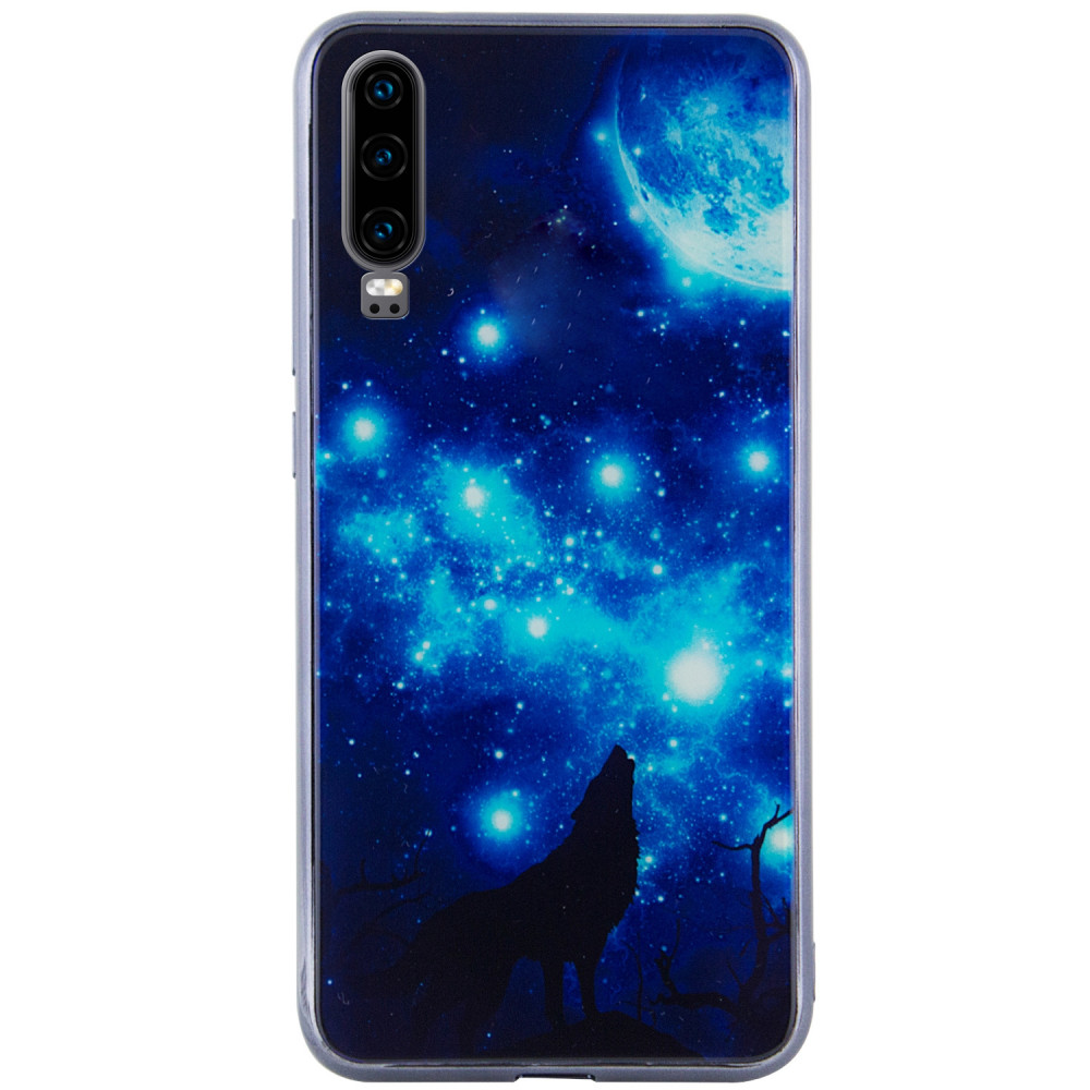 

TPU+Glass чехол Fantasy с глянцевыми торцами для Huawei P30 Лунная ночь (101815)