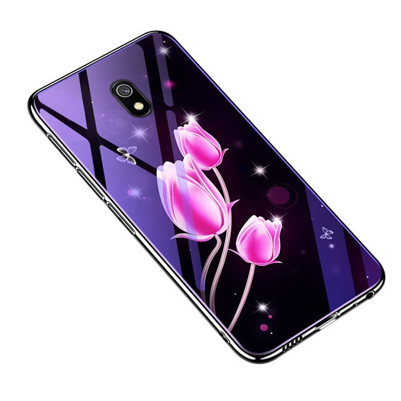 

TPU+Glass чохол Fantasy з глянсовими торцями для Xiaomi Redmi 8A (Тюльпаны)